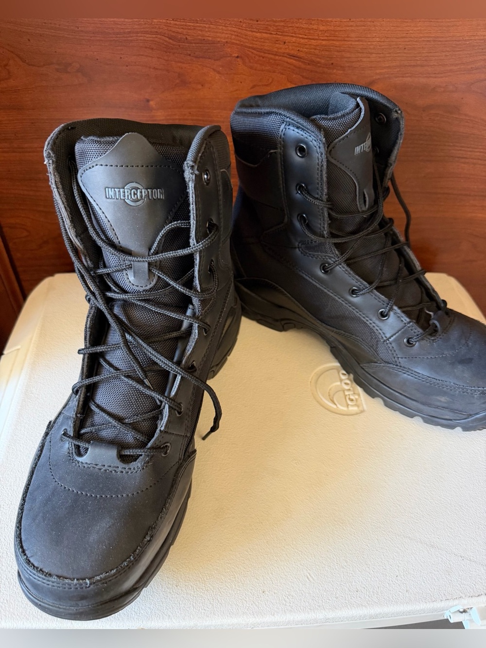 Men's Black Steel Toe Tactical Lace-Up Boots - Rugged Ankle Support - Picture 4 of 5